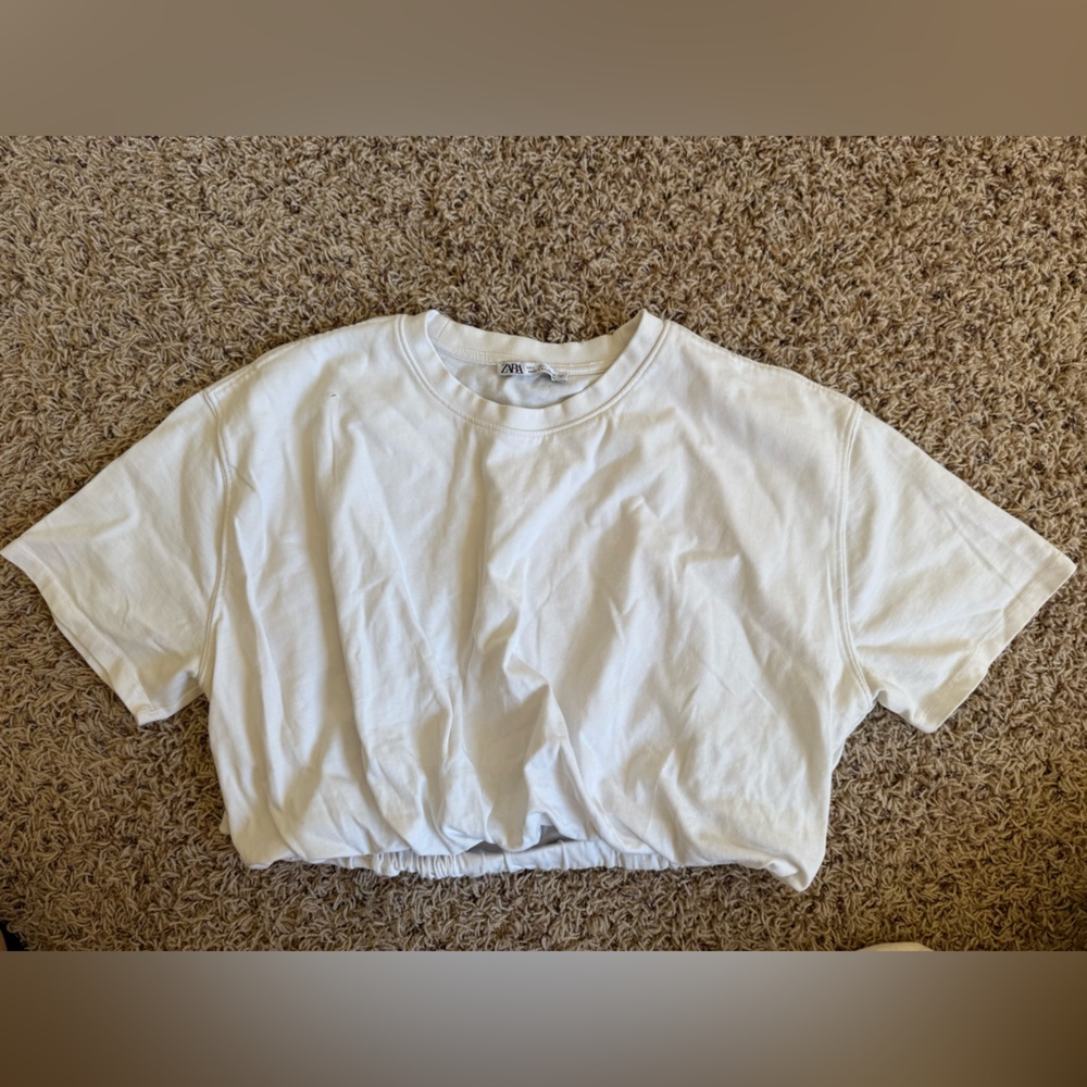 Zara bubble hem cropped t shirt